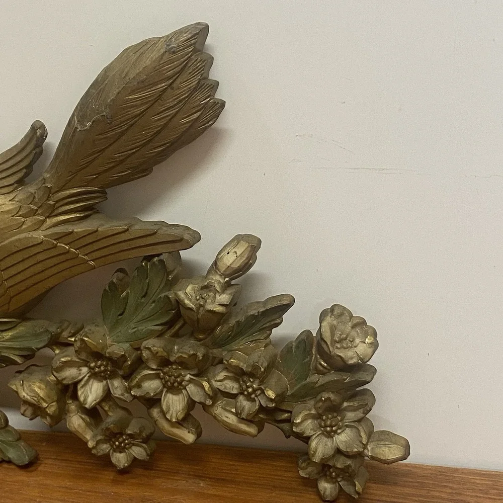 Vintage Dart Industries 1967 Dogwood Flowers Bird Wall Hanging Tinted Cottage